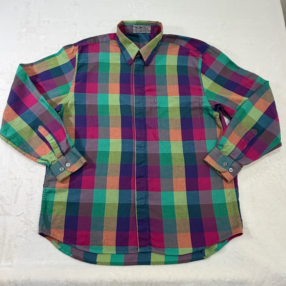Vintage Mondo do Marco Multicolor Plaid Button-Down Shirt - Men's Casual